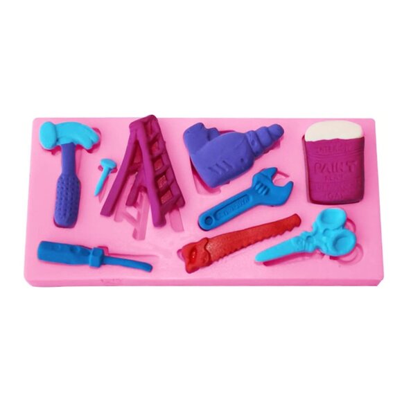 2 Pcs Hardware tools silicone jelly mold, ladder, hammer, screwdriver, scissors - Picture 4 of 7